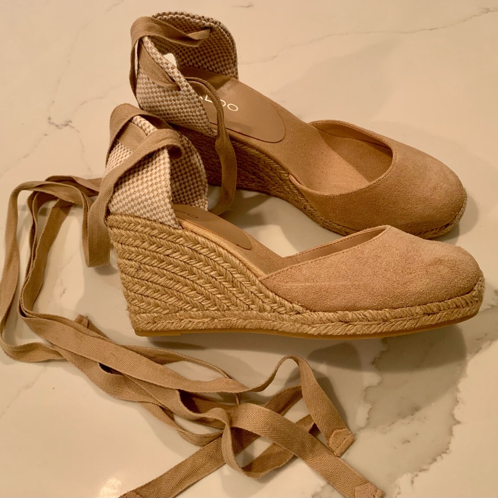 Aldo Beige Espadrille Wedge Sandals
